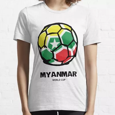Myanmar Football Country Flag Essential T-Shirt Size S-5XL • $19.99