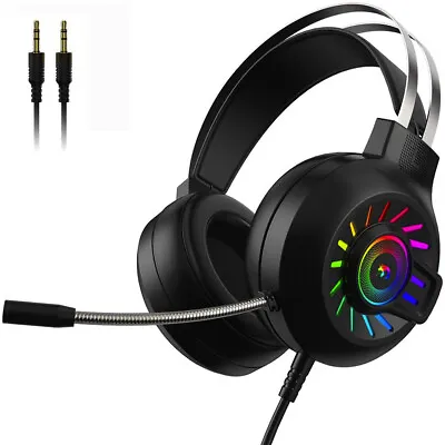 $30.99 • Buy Gaming Headset USB Wired RGB Backlit Stereo With Mic For PC Desktop And Laptop
