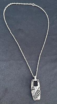 Vintage Silver Tone Chain Modernist Articulated Pendant Necklace • $12