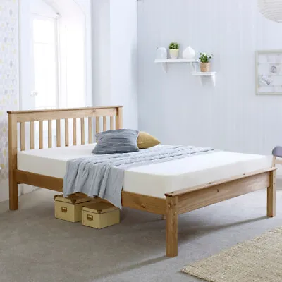 £199.99 • Buy Wooden Low Foot End Bed, Chester Waxed Pine With 4 Size And 4 Mattress Options