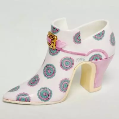 $28 • Buy Halcyon Days Pink Blue Porcelain Shoe W Buckle Vtg 1996 Signed