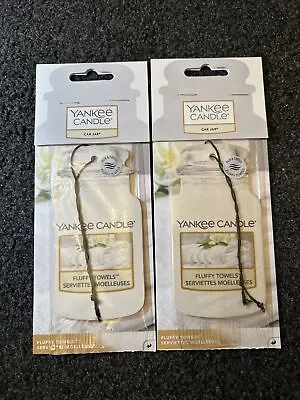 2x Yankee Candle 2D Car Jar Air Freshener Freshner Fragrance Scent FLUFFY TOWELS • £1.50