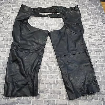 Xelement Black Leather Chaps Mens 48 Belted 25  Inseam Motorcycle Biker • $19.99