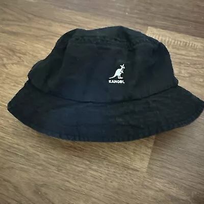 Kangol Kids Black Bucket Hat Size Medium British Hip Hop Y2k Youth 4 /6 C323 • $15.95