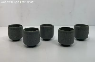 Set Of 5 West Elm Stoneware Glaze Cups Round Shape Gray Made In Portugal • $29.99