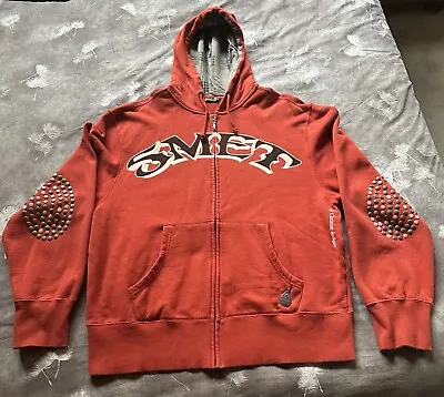 Y2K Smet Christian Audigier Men’s Zip Hoodie XXL Red Orange Studded W/gold • $95