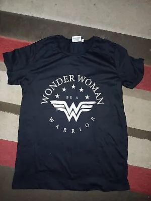 Ladies Womens Balck Short Sleeved Top T-shirt Size 12 New With Tags Wonder Woman • £9.99
