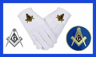 MASONIC GLOVE SET - GLOVES In 5 SIZES + AUTO EMBLEM + TAIL LIGHT DECAL = SAVINGS • $20.95