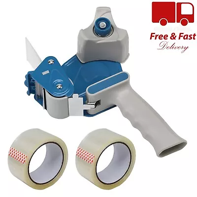 Heavy Duty TAPE GUN Dispenser BOX Packing 66M ROLL Strong CLEAR Tape PACKAGING • £7.99