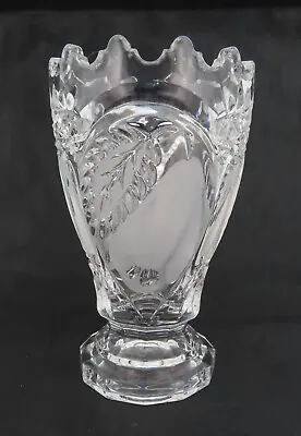 Vtg Mikasa Crystal Clear Frosted Glass Vase With Pear Fruit Scalloped 5.5  High • $16.99