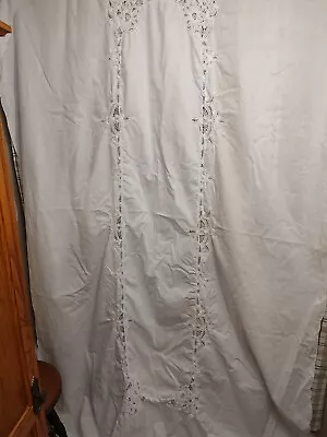 Vintage XL  White Oval Battenburg Lace Tablecloth Exc.  Cond. Approx. 114  × 62  • $20