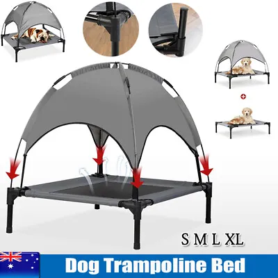 $33.99 • Buy 2 In 1 Pet Dog Trampoline Bed Cat Elevated Hammock With Canopy Raised Sofa
