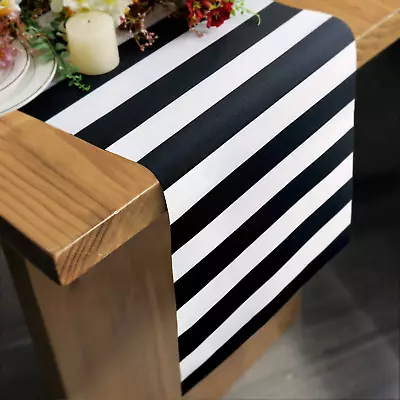 Table Runner Black And White Striped Pattern For Anniversary Runner Dinner Party • $14.24