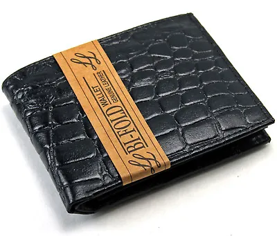New Mens Genuine Leather Bifold Wallet ID Credit Card Alligator Window Crocodile • $8.45