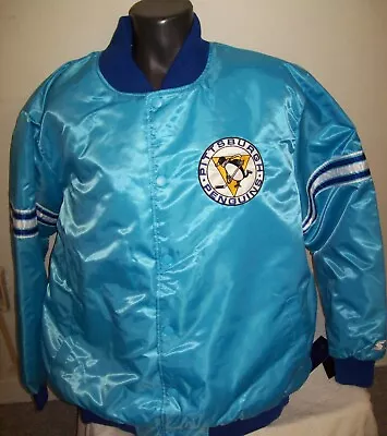 PITTSBURGH PENGUINS Starter Snap Down Jacket SKY BLUE  3X 4X 5X 6X • $115.99