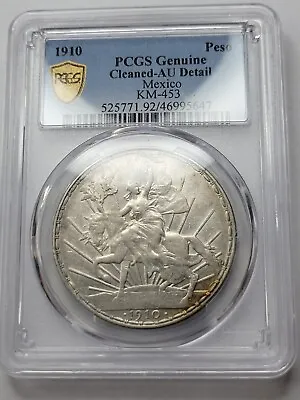 1910 Mexico CABALLITO PESO PCGS AU Detail Cleaned Silver Scarce Type *F337 • $329