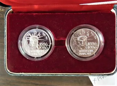 1986 MONNAIE DE PARIS STATUE OF LIBERTY Prf. & Unc.100 Fr. PIEDFORT SET - RARE • $99.99