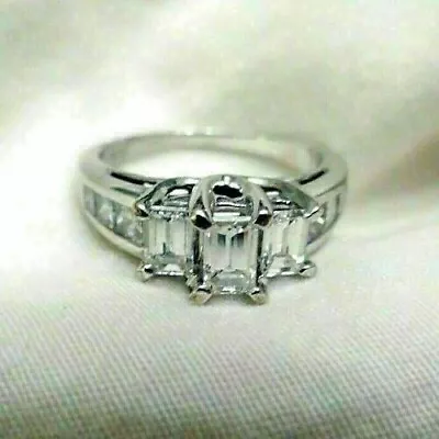 2.90 CT Emerald Cut 3-Stone Simulated Diamond Wedding Ring 925 Sterling Silver • $118.99