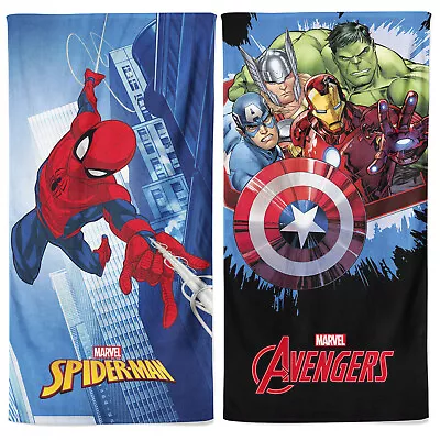 Avengers Superheros Spiderman Beach Towel 100% Cotton Kids Gift Swim Bath Towel • £12.90