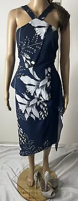 $54 • Buy Womens Cocktail / Special Occasion Dress Size 12 MIDI Blue And White Floral