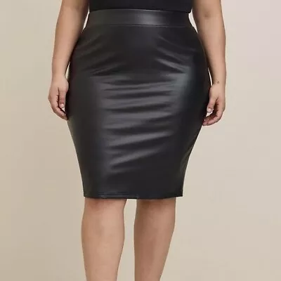 NEW Torrid Black Faux Leather Stretch Pleather Pencil Plus Size 4X • $39.95