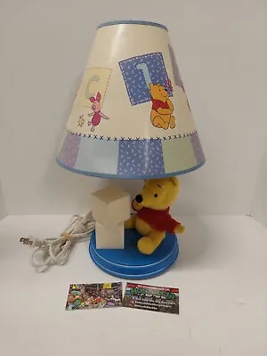 Vintage Disney Pooh Bear Nursery Plush Table Lamp Works  Blocks 123-ABC • $7.49