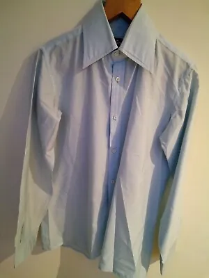 Vintage 70's Blue Dagger Collar Mens Shirt Disco SZ  Medium 39 (M4662) • £18.90