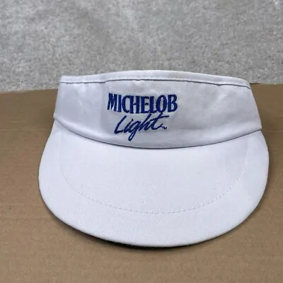 VINTAGE Michelob Light Hat Visor Mens Strap Back White Blue Logo Beer Golf BBQ • $17.46