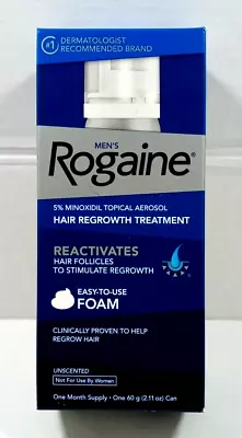 Rogaine Men's 5% Minoxidil Hair Regrowth Foam 1 Month Supply 2.11oz 01/2025+ NEW • $15.97