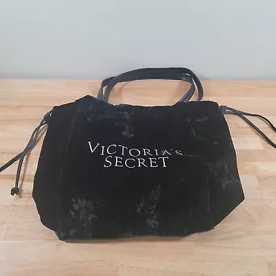 Victorias Secret Bag Black Velour Velvet Tote Shoulder Travel Overnight • $12