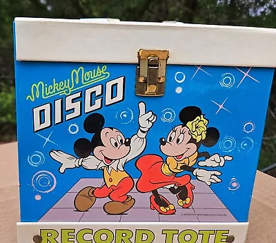 VINTAGE Disney Mickey Mouse Disco Record Tote With Many 45 Records • $65