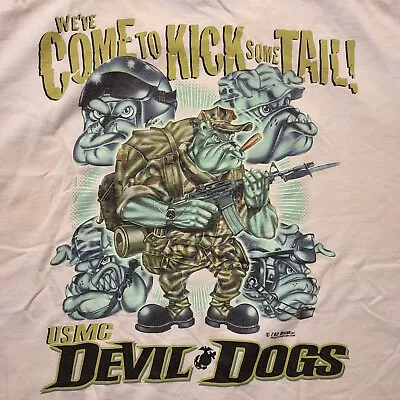 Vintage US Marine Corps T Shirt Adult Large Devil Dogs Military USMC Y2k Tee • $15