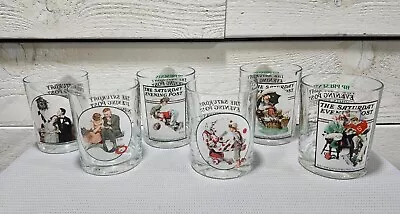 Lot Of 6 VTG Norman Rockwell Glasses 'The Saturday Evening Post' Some Flaws H3  • $17.25