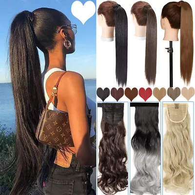 UK Long Thick Ponytail Clip In Pony Tail Soft Natural Hair Extensions As Human • £12.30