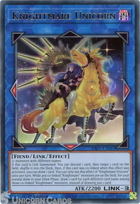 RA01-EN043 Knightmare Unicorn Alt Art :: Ultra Rare 1st Edition YuGiOh Card • £1.38