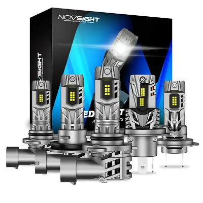 NOVSIGHT LED Headlight Globes Bulb High Low Beam 6500K H1 H3 H4 H7 H11 9005 9006 • $35.99