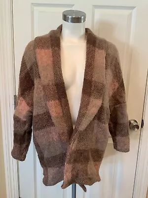 Moth Pink Gray & Brown Check Pattern Cardigan  Size S • $42.56