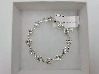 Charter Club Crystal Link Silver Tone Bracelet - Macys • $10.99