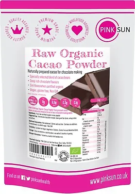 Raw Organic Cacao Powder 1kg Non Alkalised Unsweetened Cocoa Natural 1000g • £12.95