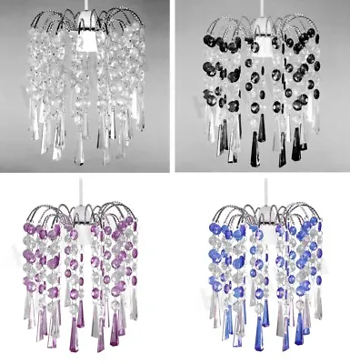 Chandelier Style Modern Ceiling Light Shade Droplet Pendant Acrylic Crystal Bead • £10.60