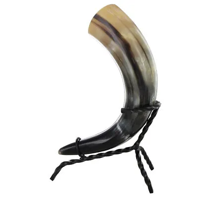 Medieval Viking Drinking Horn With Stand 100% Natural Cow Horn Toast To Valhalla • $30.07