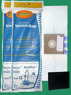 14 Royal Type Q Allergy Tank Vacuum Cleaner Bags & Filter 3-RY2100-001 Aire 2000 • $23.17