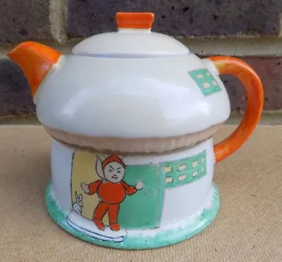 £175 • Buy Art Deco SHELLEY Boo Boo Toadstool House Teapot - Mabel Lucie Attwell