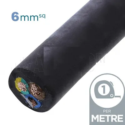 6mm X 3Core Rubber Cable Flex  H07RNF Heavy Duty 47Amp Cooker Or Hot Tubs • £5.56