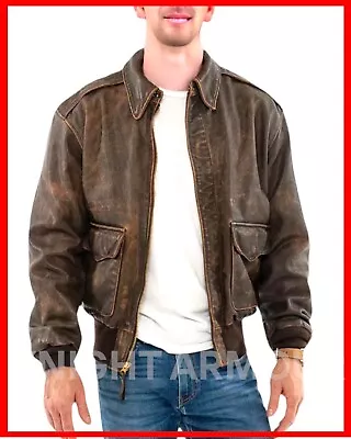 Genuine Lamb Leather Distressed Brown WW2 A2 A-2 G1 Aviator Bomber Style Jacket • $64.97