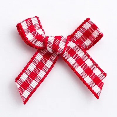 Mini Gingham Bows 3cm Wide Pre Tied Check Ribbon School Wedding Gifts Crafts • £2.75