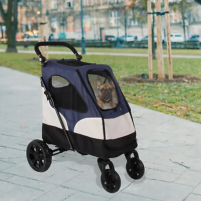 Foldable Pet Stroller Medium Dog Cat Travel Cage Cart Adjustable Handle 4 Wheels • $145.99