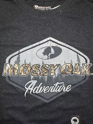 XL Mossy Oak Adventure Black Short Sleeve Tree And Camo Logo Tee NWT (M7) • $10.14