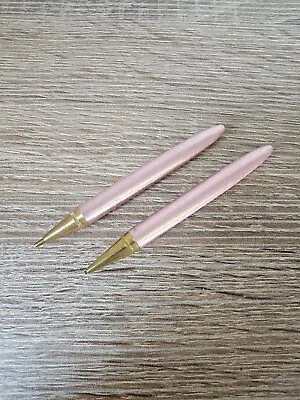 Vintage Brass Tip Pink Chrome Golf Mechanical Twist Pencil & Pen Set • $26