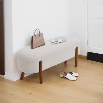 £62.95 • Buy Upholstered Bench Bedroom Dining Room Home Stool Bench With Walnut Wooden Feet